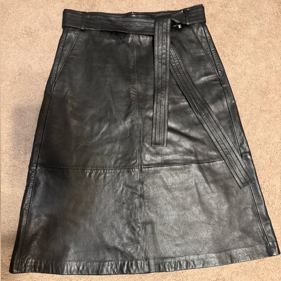 Hugo Boss Black A-Line Leather Skirt - Picture 1 of 7